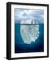 Mostly Underwater Iceberg Floating in Ocean-Oskari Porkka-Framed Photographic Print