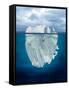 Mostly Underwater Iceberg Floating in Ocean-Oskari Porkka-Framed Stretched Canvas