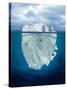 Mostly Underwater Iceberg Floating in Ocean-Oskari Porkka-Stretched Canvas