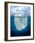 Mostly Underwater Iceberg Floating in Ocean-Oskari Porkka-Framed Photographic Print