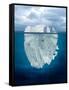 Mostly Underwater Iceberg Floating in Ocean-Oskari Porkka-Framed Stretched Canvas