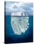 Mostly Underwater Iceberg Floating in Ocean-Oskari Porkka-Stretched Canvas