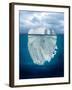 Mostly Underwater Iceberg Floating in Ocean-Oskari Porkka-Framed Photographic Print