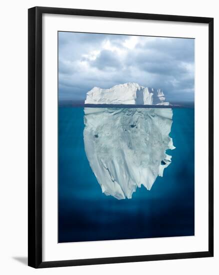 Mostly Underwater Iceberg Floating in Ocean-Oskari Porkka-Framed Photographic Print