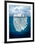 Mostly Underwater Iceberg Floating in Ocean-Oskari Porkka-Framed Photographic Print