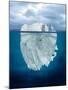 Mostly Underwater Iceberg Floating in Ocean-Oskari Porkka-Mounted Photographic Print