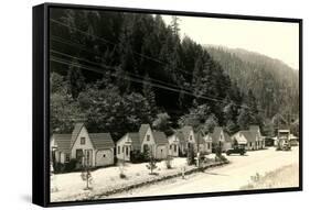 Motel Cabins in Mountains-null-Framed Stretched Canvas