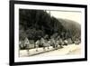 Motel Cabins in Mountains-null-Framed Art Print