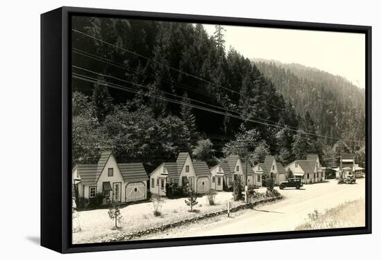 Motel Cabins in Mountains-null-Framed Stretched Canvas