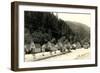 Motel Cabins in Mountains-null-Framed Art Print