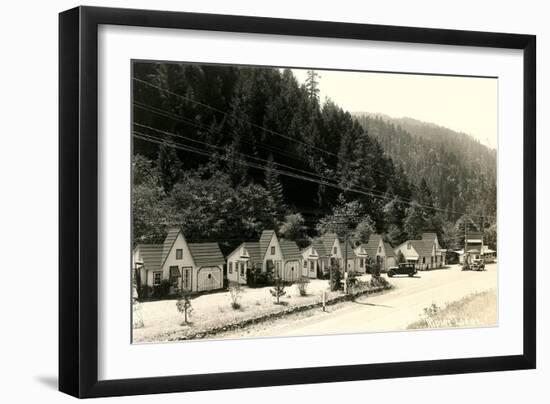 Motel Cabins in Mountains-null-Framed Art Print