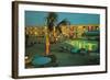 Motel Courtyard at Night-null-Framed Art Print