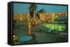 Motel Courtyard at Night-null-Framed Stretched Canvas