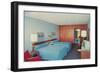 Motel Room with Two Double Beds-null-Framed Art Print
