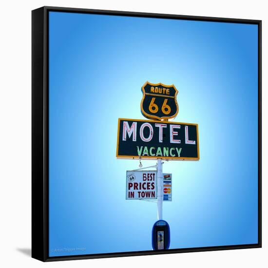 Motel Sign in America on Route 66-Salvatore Elia-Framed Stretched Canvas