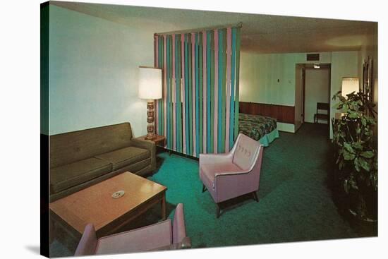 Motel Suite in Lavender and Blue-null-Stretched Canvas