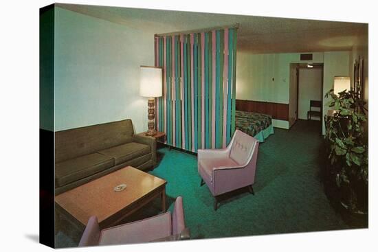 Motel Suite in Lavender and Blue-null-Stretched Canvas