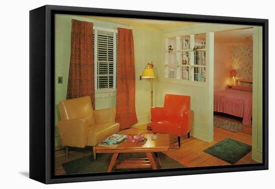 Motel Suite with Bright Furniture-null-Framed Stretched Canvas