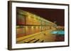 Motel Swimming Pool at Night-null-Framed Art Print