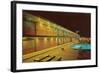 Motel Swimming Pool at Night-null-Framed Art Print
