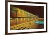 Motel Swimming Pool at Night-null-Framed Art Print