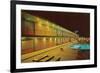 Motel Swimming Pool at Night-null-Framed Art Print