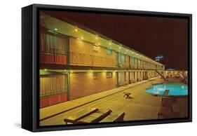 Motel Swimming Pool at Night-null-Framed Stretched Canvas