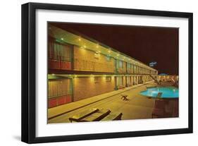 Motel Swimming Pool at Night-null-Framed Art Print