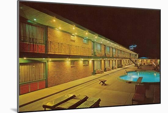Motel Swimming Pool at Night-null-Mounted Art Print