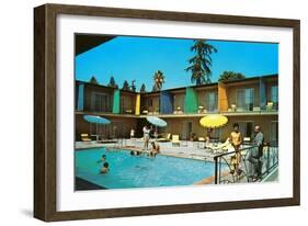 Motel Swimming Pool-null-Framed Art Print