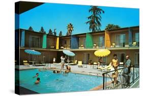 Motel Swimming Pool-null-Stretched Canvas