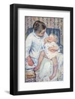 Mother About To Wash Her Sleepy Child,1880-Mary Stevenson Cassatt-Framed Premium Giclee Print