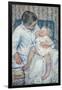 Mother About to Wash Her Sleepy Child, 1880-Mary Cassatt-Framed Giclee Print