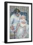 Mother About to Wash Her Sleepy Child, 1880-Mary Cassatt-Framed Giclee Print