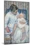 Mother About to Wash Her Sleepy Child, 1880-Mary Cassatt-Mounted Giclee Print