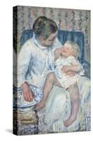 Mother About to Wash Her Sleepy Child, 1880-Mary Cassatt-Stretched Canvas