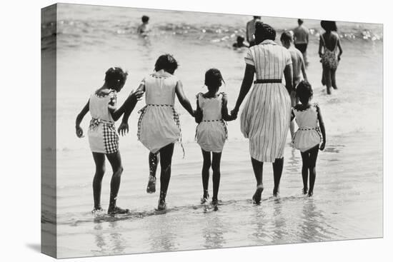 Mother and 4 Daughters Entering Water at Coney Island, Untitled 37, c.1953-64-Nat Herz-Stretched Canvas