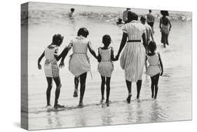 Mother and 4 Daughters Entering Water at Coney Island, Untitled 37, c.1953-64-Nat Herz-Stretched Canvas