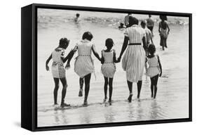 Mother and 4 Daughters Entering Water at Coney Island, Untitled 37, c.1953-64-Nat Herz-Framed Stretched Canvas
