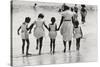 Mother and 4 Daughters Entering Water at Coney Island, Untitled 37, c.1953-64-Nat Herz-Stretched Canvas