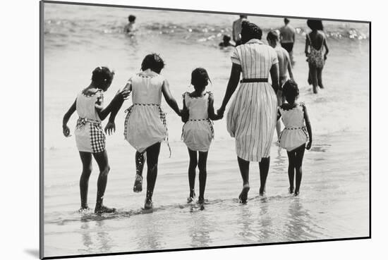 Mother and 4 Daughters Entering Water at Coney Island, Untitled 37, c.1953-64-Nat Herz-Mounted Photographic Print