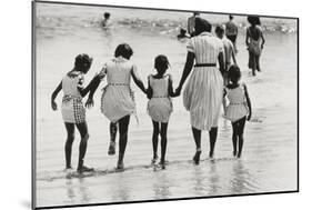 Mother and 4 Daughters Entering Water at Coney Island, Untitled 37, c.1953-64-Nat Herz-Mounted Photographic Print