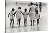 Mother and 4 Daughters Entering Water at Coney Island, Untitled 37, c.1953-64-Nat Herz-Stretched Canvas