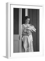 Mother and Baby in Contractor Camp-Dorothea Lange-Framed Art Print