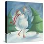 Mother and Baby Snowmen-Chantal Candon-Stretched Canvas