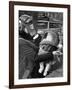 Mother and Baby Wearing Gas Masks During Gas Preparations Test During WWII-Hans Wild-Framed Photographic Print