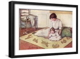 Mother and Baby with Crawling Rug-null-Framed Art Print