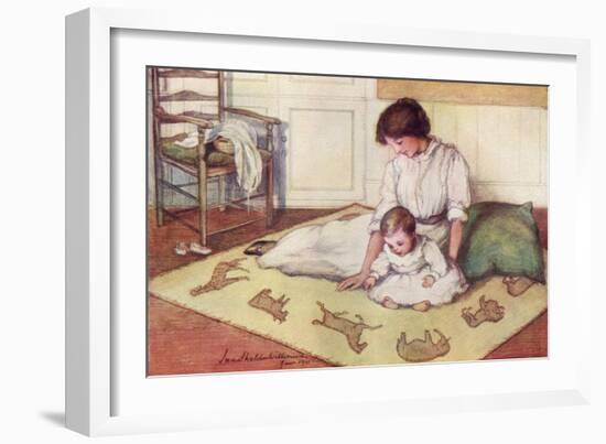 Mother and Baby with Crawling Rug-null-Framed Art Print