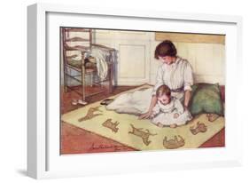 Mother and Baby with Crawling Rug-null-Framed Art Print