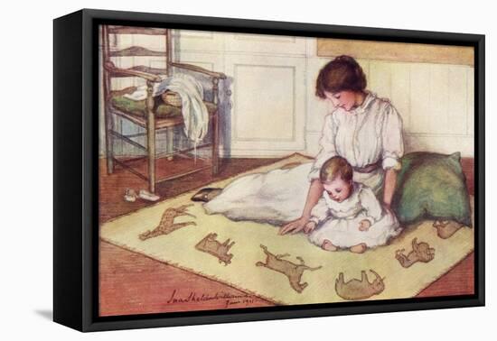 Mother and Baby with Crawling Rug-null-Framed Stretched Canvas